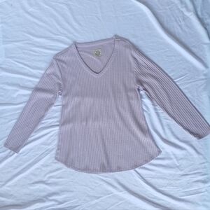 Chaser Women's Long Sleeve Waffle Knit Thermal Top Pink Size Large